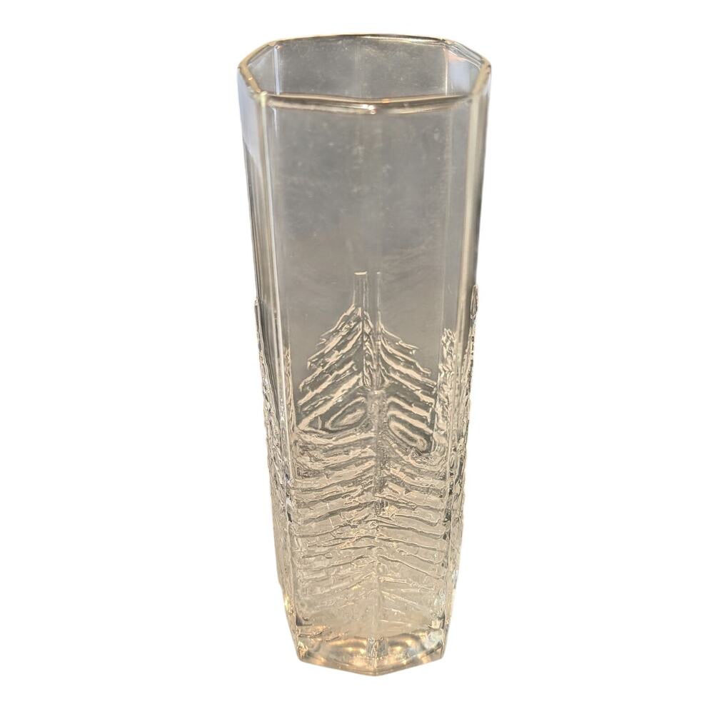Littala Kuusi Vase Jorma Vennola Finland Pine Tree Danish Modern MCM 7" Crystal
